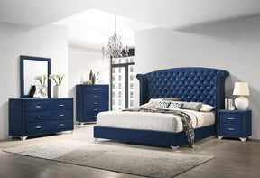 Melody Eastern King Wingback Upholstered Bed Pacific Blue - Half Price Furniture