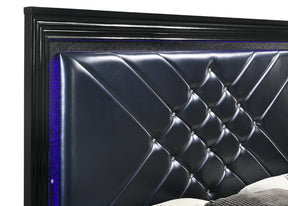 Penelope Eastern King Bed with LED Lighting Black and Midnight Star - Half Price Furniture