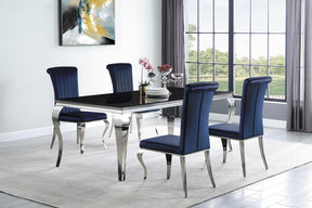 Betty Upholstered Side Chairs Ink Blue and Chrome (Set of 4) - Half Price Furniture