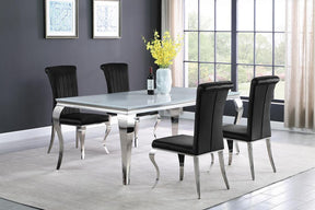 Carone Rectangular Glass Top Dining Table White and Chrome - Half Price Furniture