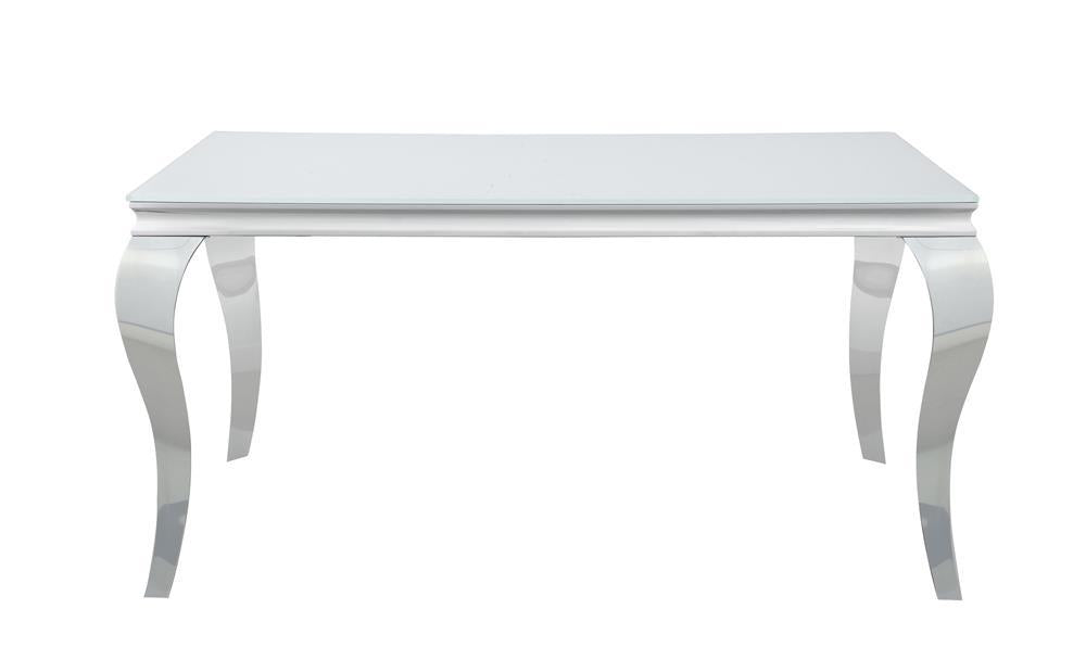Carone Rectangular Glass Top Dining Table White and Chrome - Half Price Furniture