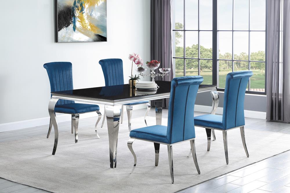 Betty Upholstered Side Chairs Teal and Chrome (Set of 4) Half Price Furniture