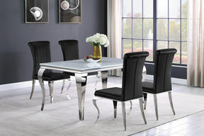 Carone Rectangular Glass Top Dining Table White and Chrome - Half Price Furniture