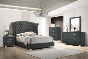 Melody Queen Wingback Upholstered Bed Grey - Half Price Furniture