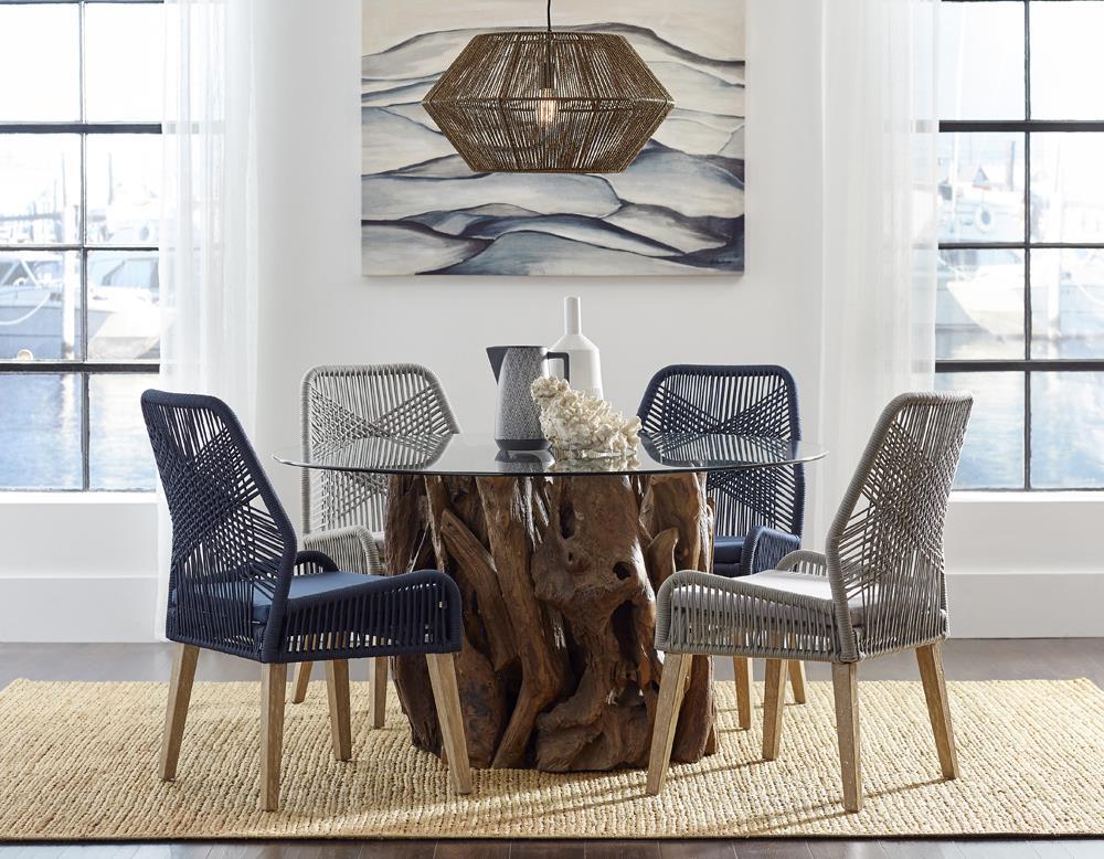 Nakia Woven Rope Dining Chairs Dark Navy (Set of 2) - Half Price Furniture