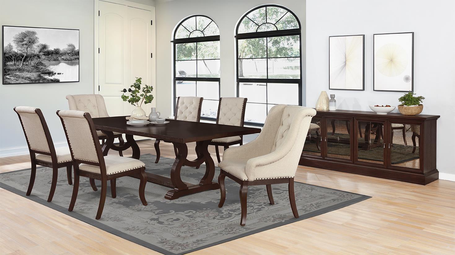 Brockway Trestle Dining Table Antique Java - Half Price Furniture