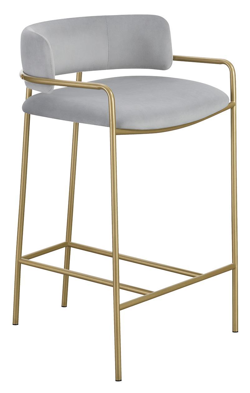 Comstock Upholstered Low Back Stool Grey and Gold - Half Price Furniture