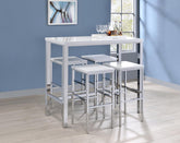 Natividad 5-piece Bar Set White High Gloss and Chrome Half Price Furniture