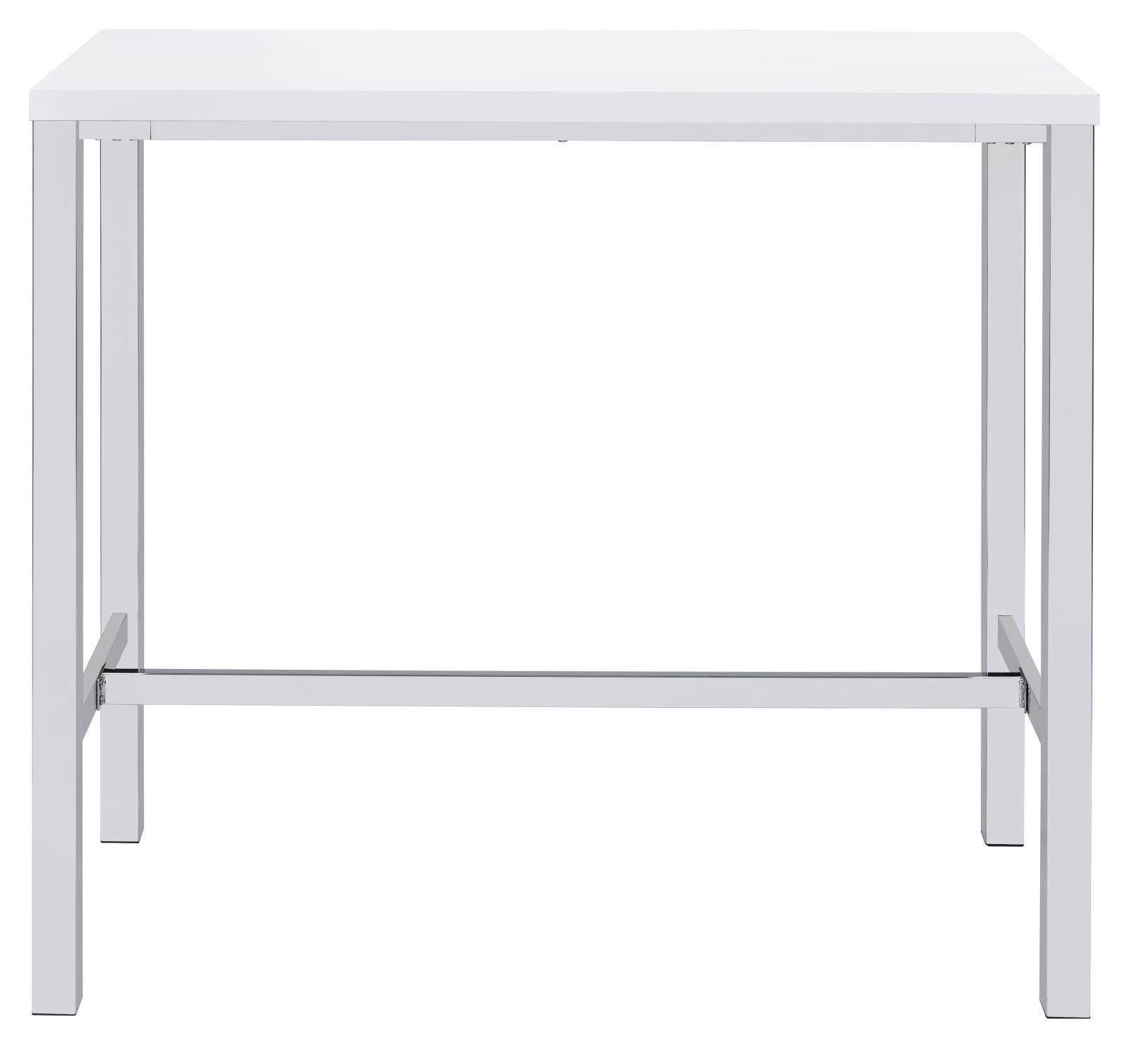 Natividad 5-piece Bar Set White High Gloss and Chrome - Half Price Furniture