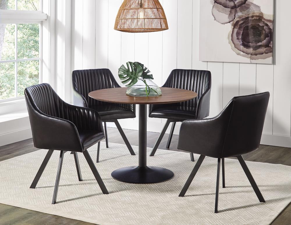 Arika Tufted Sloped Arm Swivel Dining Chair Black and Gunmetal - Half Price Furniture