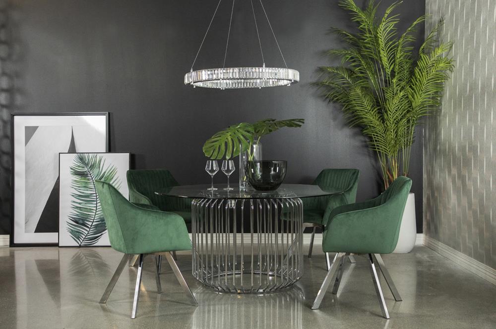 Arika Channeled Back Swivel Dining Chair Green - Half Price Furniture