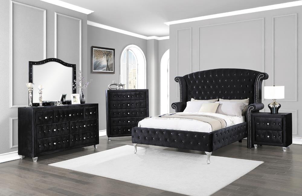 Deanna Eastern King Tufted Upholstered Bed Black - Half Price Furniture