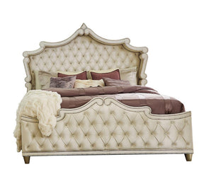 Antonella Upholstered Tufted California King Bed Ivory and Camel Half Price Furniture