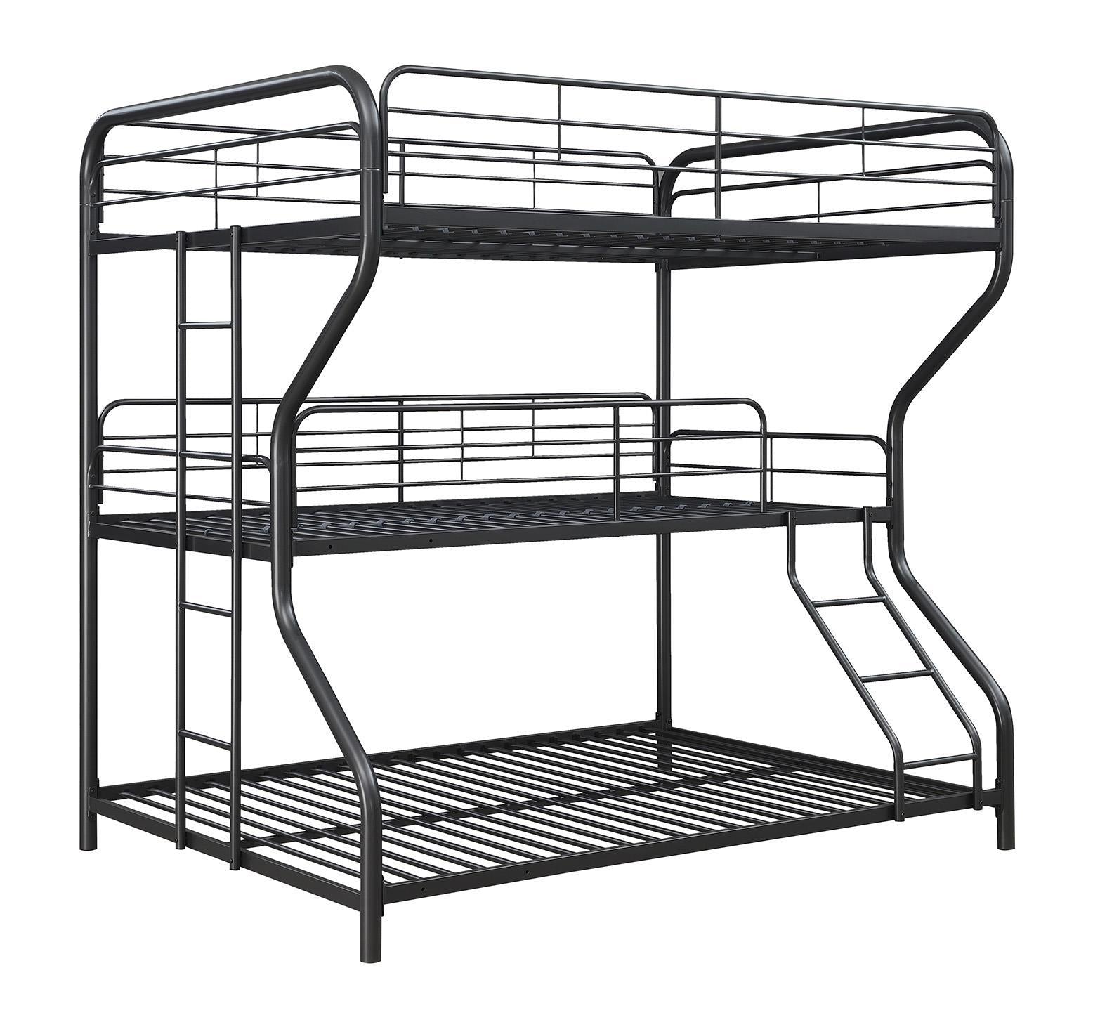 Garner Triple Full Over Twin Over Full Bunk Bed with Ladder Gunmetal  Half Price Furniture