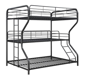 Garner Triple Full Over Twin Over Full Bunk Bed with Ladder Gunmetal  Half Price Furniture