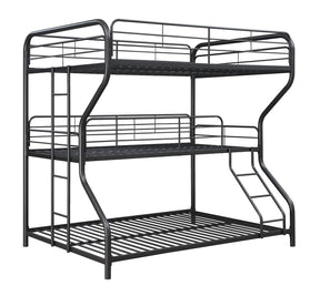 Garner Triple Full Over Twin Over Full Bunk Bed with Ladder Gunmetal - Half Price Furniture