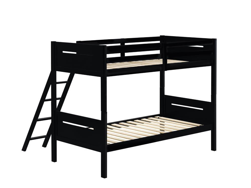 Littleton Twin Over Twin Bunk Bed Black - Half Price Furniture