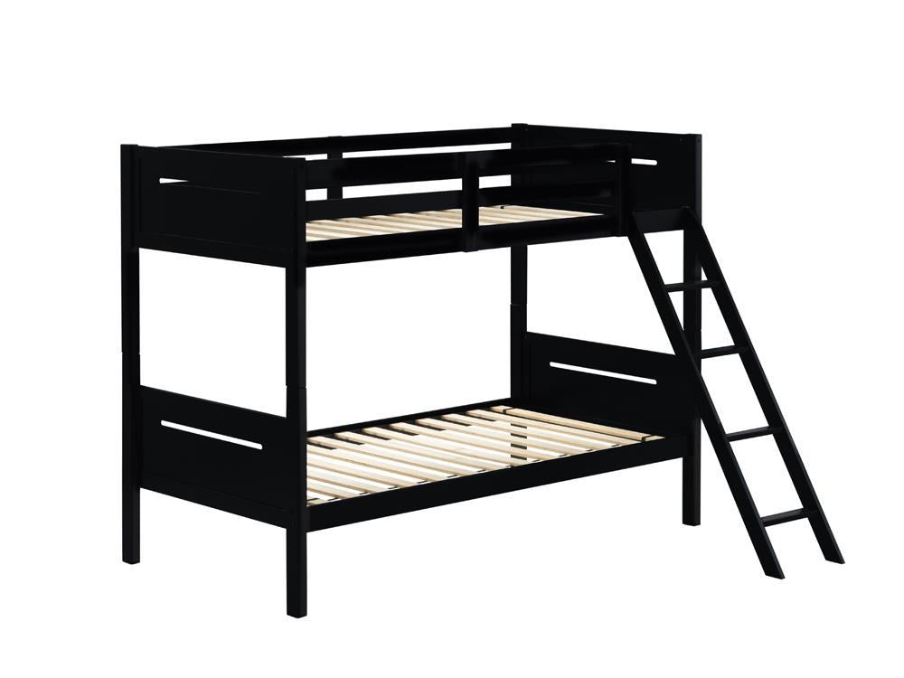 Littleton Twin Over Twin Bunk Bed Black - Half Price Furniture