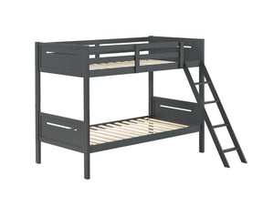 Littleton Twin Over Twin Bunk Bed Grey - Half Price Furniture