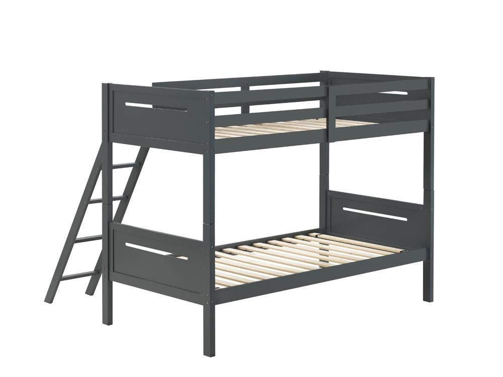 Littleton Twin Over Twin Bunk Bed Grey - Half Price Furniture