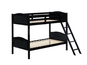 Arlo Twin Over Twin Bunk Bed with Ladder Black - Half Price Furniture