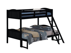 Arlo Twin Over Full Bunk Bed with Ladder Black - Half Price Furniture