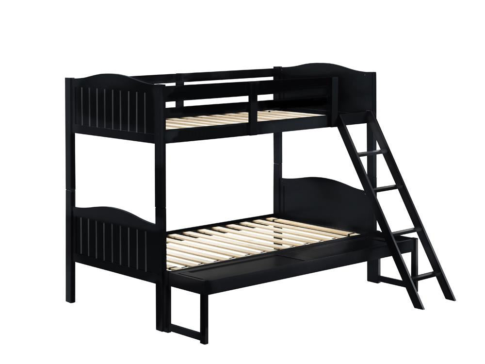 Arlo Twin Over Full Bunk Bed with Ladder Black - Half Price Furniture