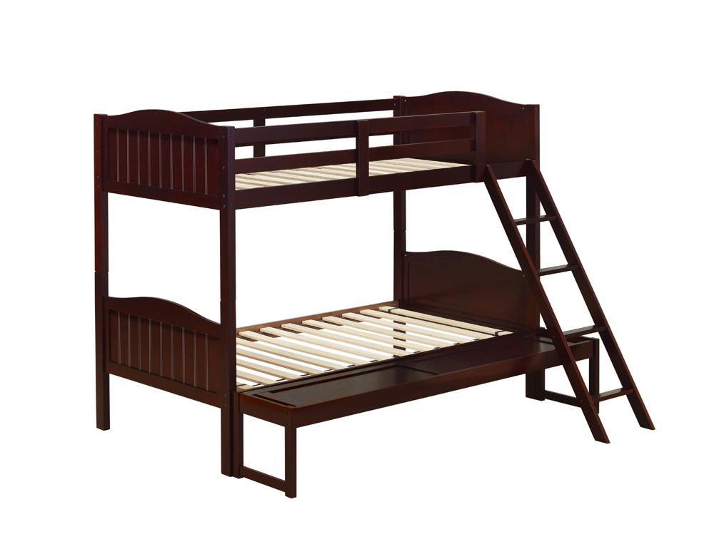 Arlo Twin Over Full Bunk Bed with Ladder Espresso - Half Price Furniture