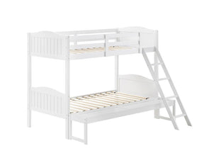 Arlo Twin Over Full Bunk Bed with Ladder White - Half Price Furniture