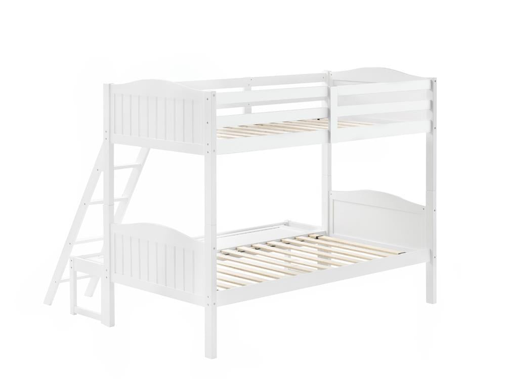 Arlo Twin Over Full Bunk Bed with Ladder White - Half Price Furniture