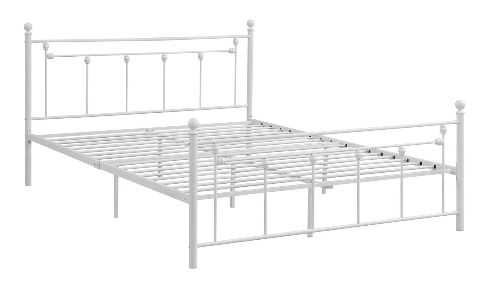 Canon Queen Metal Slatted Headboard Platform Bed - White - Half Price Furniture