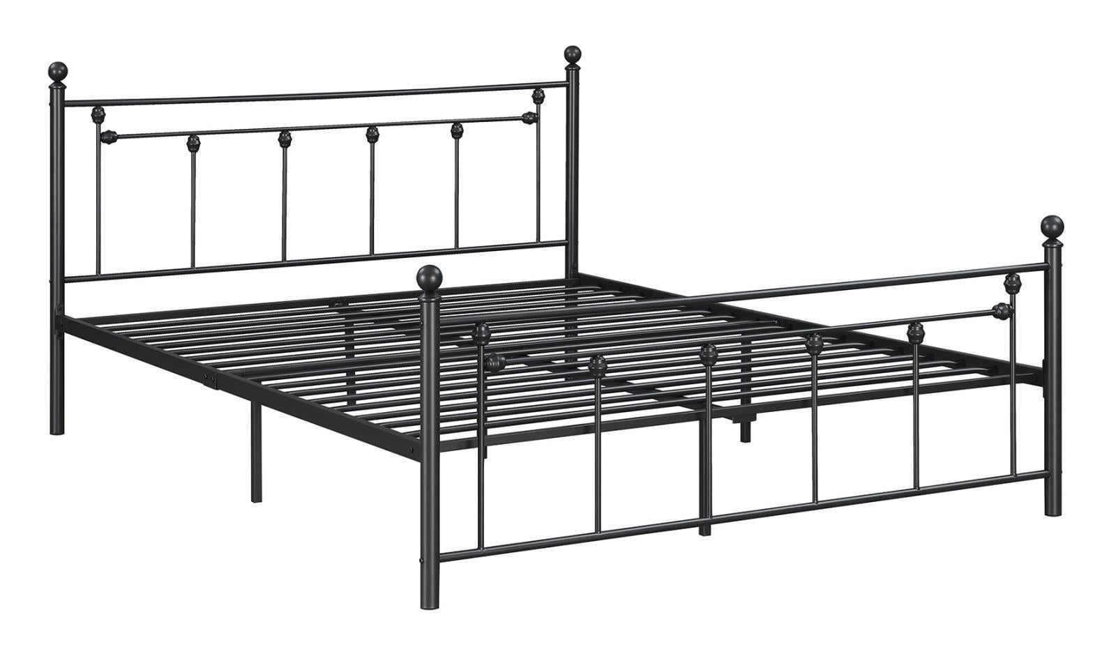 Canon Queen Metal Slatted Headboard Platform Bed - Gunmetal - Half Price Furniture