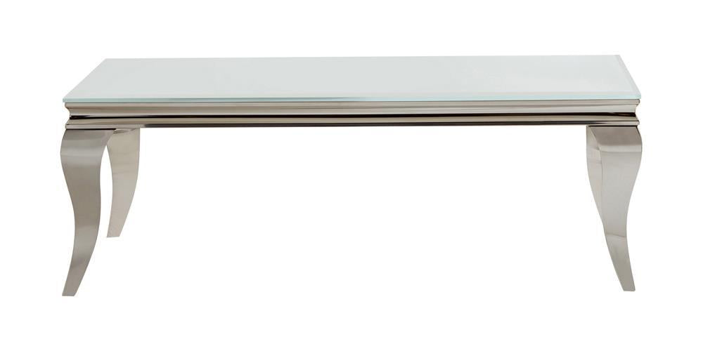 Luna Rectangle Coffee Table White and Chrome - Coffee Table - Half Price Furniture