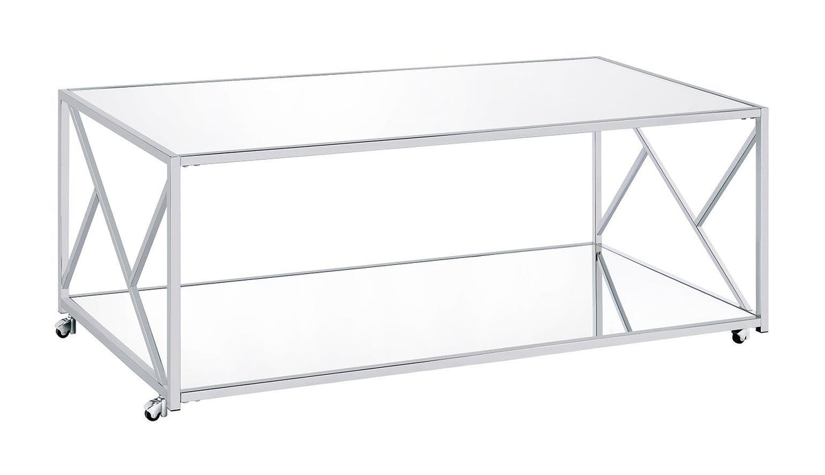 Provins 3-piece Occasional Table Set Clear Mirror and Chrome - Half Price Furniture