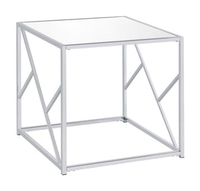 Provins 3-piece Occasional Table Set Clear Mirror and Chrome - Half Price Furniture