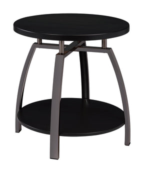 Dacre Round End Table Dark Grey and Black Nickel Half Price Furniture