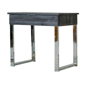 Baines Square 1-drawer End Table Dark Charcoal and Chrome - Half Price Furniture