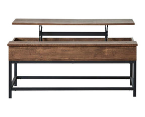 Byers Black Coffee Table with Hidden Storage Brown Oak and Sandy Black - Half Price Furniture