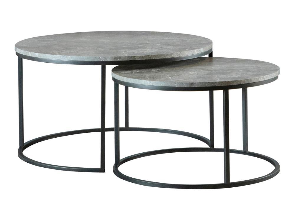 Lainey Round 2-piece Nesting Coffee Table Grey and Gunmetal - Table Set - Half Price Furniture