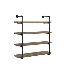 Elmcrest 40-inch Wall Shelf Black and Rustic Oak - Half Price Furniture