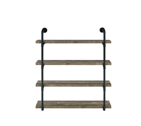 Elmcrest 40-inch Wall Shelf Black and Rustic Oak - Half Price Furniture