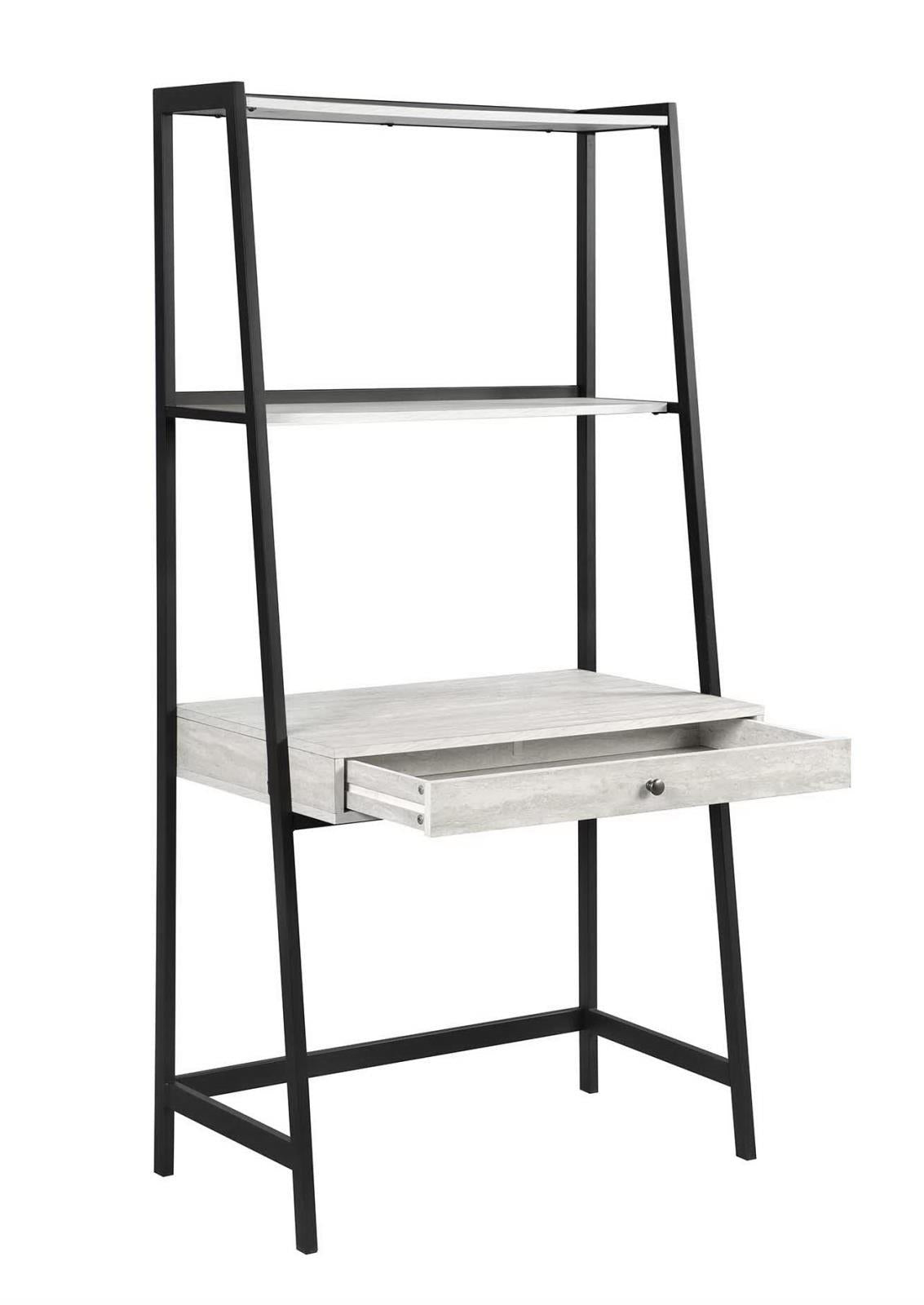 Pinckard 1-drawer Ladder Desk Grey Stone and Black - Half Price Furniture