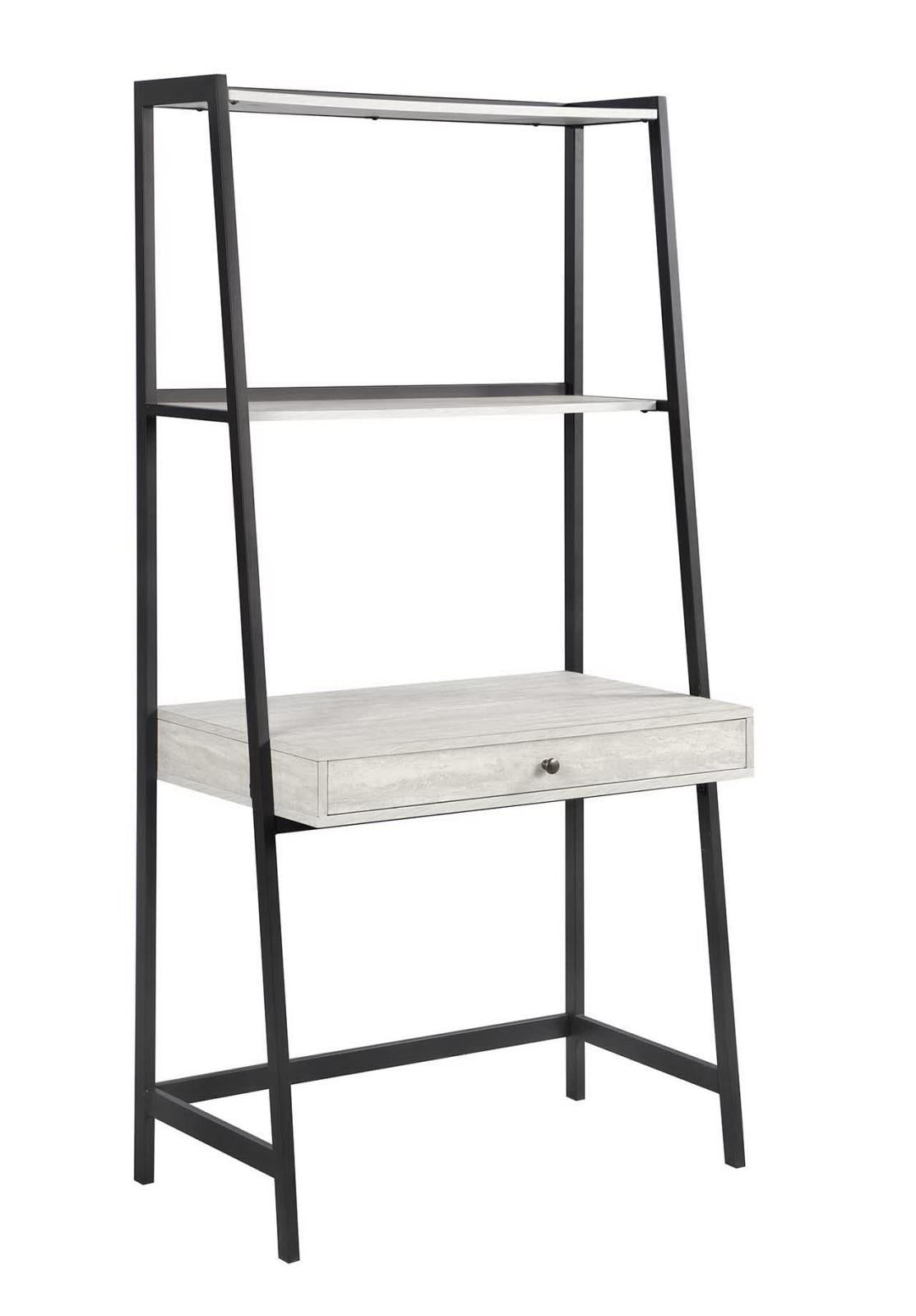 Pinckard 1-drawer Ladder Desk Grey Stone and Black Half Price Furniture