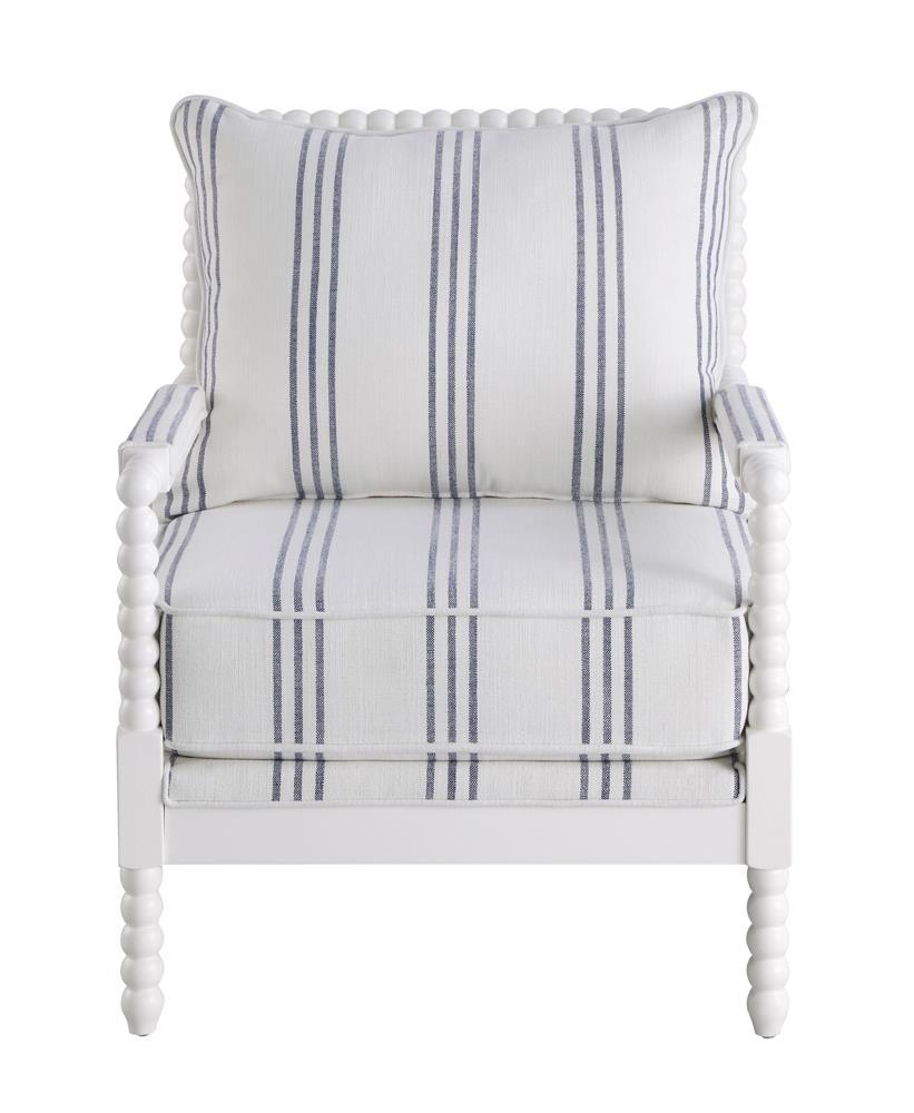 Blanchett Upholstered Accent Chair with Spindle Accent White and Navy  Half Price Furniture