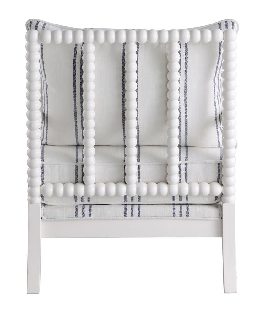 Blanchett Upholstered Accent Chair with Spindle Accent White and Navy - Half Price Furniture