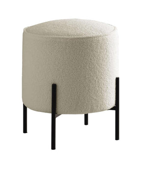 Basye Round Upholstered Ottoman Beige and Matte Black - Half Price Furniture