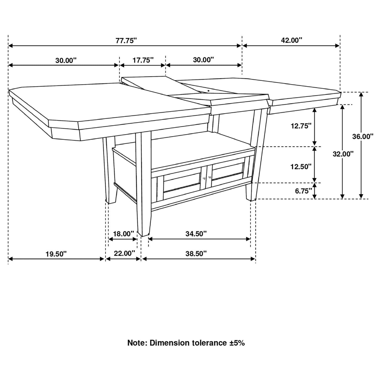 Prentiss Rectangular Counter Height Table with Butterfly Leaf Cappuccino - Half Price Furniture