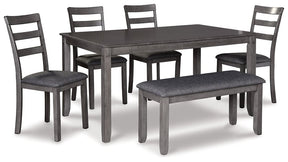 Bridson Dining Table and Chairs with Bench (Set of 6) Half Price Furniture