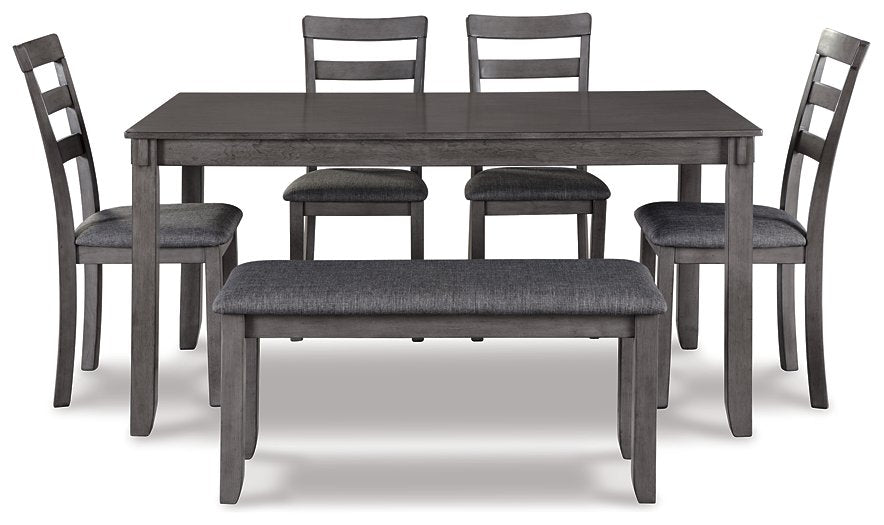 Bridson Dining Table and Chairs with Bench (Set of 6) - Half Price Furniture