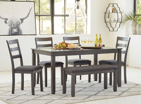 Bridson Dining Table and Chairs with Bench (Set of 6) Half Price Furniture